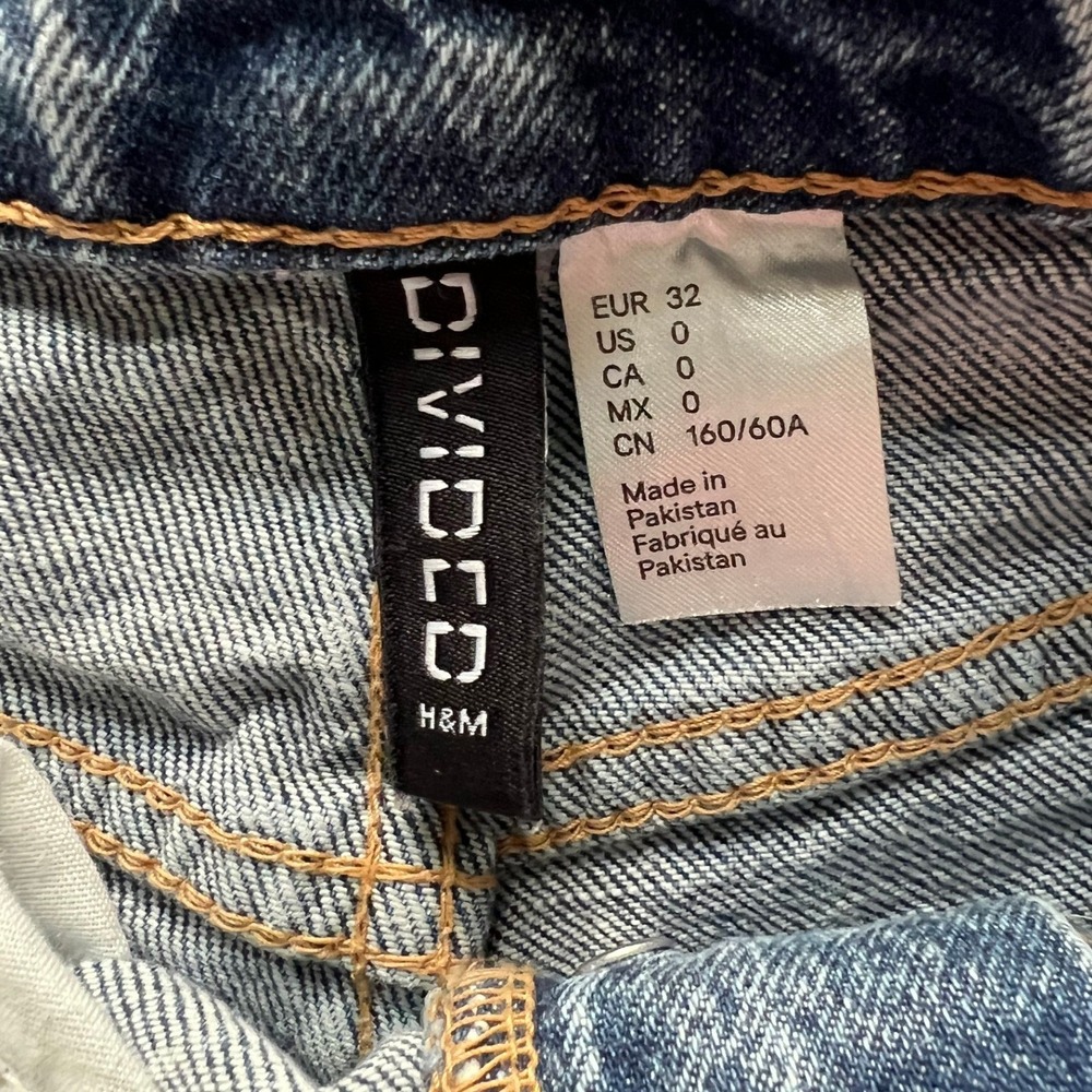 HM Divided Womens High Waist Straight Leg Acid Wash Blue Jeans Size 0 0979373 6 - Picture 9 of 10